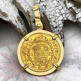 1780 Spanish Gold Portrait One Escudo - the Legendary Pirate Era Doubloon - 18K Gold Pendant