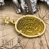 Extremely Rare Pirate Era Dated 1704 22K Gold 2 Escudo the Legendary Doubloon 18K Gold Pendant 