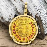 Extremely Rare Pirate Era Dated 1704 22K Gold 2 Escudo the Legendary Doubloon 18K Gold Pendant 