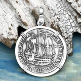 Dutch East India Company 1766 Silver 6 Stuiver Ship Shilling "I Struggle and Survive" 14K White Gold