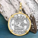 Dutch East India Company 1773 Silver 6 Stuiver Ship Shilling "I Struggle and Survive" 14K Gold