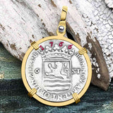 Dutch East India Company 1766 Silver 6 Stuiver Ship Shilling "I Struggle and Survive" 14K Gold