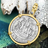 Dutch East India Company 1772 Silver 6 Stuiver Ship Shilling "I Struggle and Survive" 14K Gold