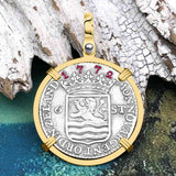Dutch East India Company 1772 Silver 6 Stuiver Ship Shilling "I Struggle and Survive" 14K Gold