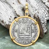 Dutch East India Company 1773 Silver 6 Stuiver Ship Shilling "I Struggle and Survive" 14K Gold