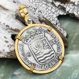 Dutch East India Company 1773 Silver 6 Stuiver Ship Shilling "I Struggle and Survive" 14K Gold