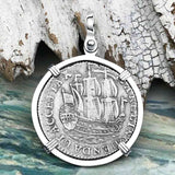 Dutch East India Company 1790 Silver 6 Stuiver Ship Shilling "I Struggle and Survive" Sterling Silver Pendant