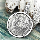 Dutch East India Company 1790 Silver 6 Stuiver Ship Shilling "I Struggle and Survive" Sterling Silver Pendant