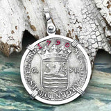 Dutch East India Company 1790 Silver 6 Stuiver Ship Shilling "I Struggle and Survive" Sterling Silver Pendant