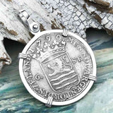 Dutch East India Company 1790 Silver 6 Stuiver Ship Shilling "I Struggle and Survive" Sterling Silver Pendant
