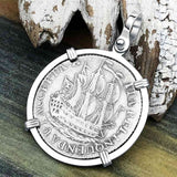 Dutch East India Company 1774 Silver 6 Stuiver Ship Shilling "I Struggle and Survive" Sterling Silver Pendant
