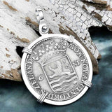 Dutch East India Company 1765 Silver 6 Stuiver Ship Shilling "I Struggle and Survive" Sterling Silver Pendant