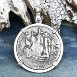 Dutch East India Company 1768 Silver 6 Stuiver Ship Shilling "I Struggle and Survive" Sterling Silver Pendant 
