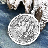 Dutch East India Company 1768 Silver 6 Stuiver Ship Shilling "I Struggle and Survive" Sterling Silver Pendant 