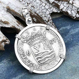 Dutch East India Company 1768 Silver 6 Stuiver Ship Shilling "I Struggle and Survive" Sterling Silver Pendant 
