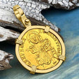 Extremely Rare Byzantine Jesus Christ 24K Gold Solidus Coin Circa 867 AD 18K Gold Pendant 