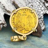 Extremely Rare Byzantine Jesus Christ 24K Gold Solidus Coin Circa 867 AD 18K Gold Pendant 