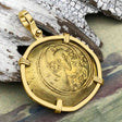 Byzantine Jesus Christ Histamenon Gold Coin Circa 1071 AD 18K Gold Pendant