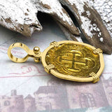 Pirate Era Circa 1566 22K Gold One Escudo - the Legendary Doubloon - 18K Gold Pendant