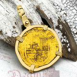 Pirate Era Circa 1566 22K Gold One Escudo - the Legendary Doubloon - 18K Gold Pendant
