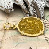 Pirate Era Circa 1580 22K Gold 2 Escudo - the Legendary Doubloon - 18K Gold Pendant