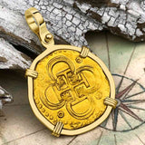Pirate Era Circa 1580 22K Gold 2 Escudo - the Legendary Doubloon - 18K Gold Pendant