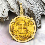 Circa 1560 Unknown Shipwreck 22K Gold 1 Escudo - the Legendary Pirate Era Doubloon 18K Gold Pendant