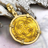 Circa 1560 Unknown Shipwreck 22K Gold 1 Escudo - the Legendary Pirate Era Doubloon 18K Gold Pendant