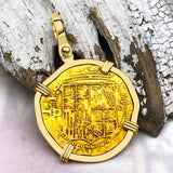 Circa 1560 Unknown Shipwreck 22K Gold 1 Escudo - the Legendary Pirate Era Doubloon 18K Gold Pendant