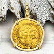 Rare Circa 1550 Unknown Shipwreck 22K Gold 1 Escudo - the Legendary Pirate Era Doubloon 18K Gold Pendant