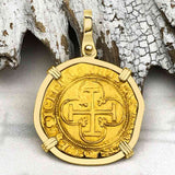 Rare Circa 1550 Unknown Shipwreck 22K Gold 1 Escudo - the Legendary Pirate Era Doubloon 18K Gold Pendant