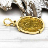 Rare Circa 1550 Unknown Shipwreck 22K Gold 1 Escudo - the Legendary Pirate Era Doubloon 18K Gold Pendant