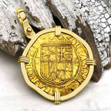 Rare Circa 1550 Unknown Shipwreck 22K Gold 1 Escudo - the Legendary Pirate Era Doubloon 18K Gold Pendant