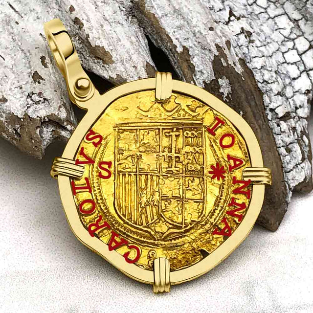Rare Circa 1550 Unknown Shipwreck 22K Gold 1 Escudo - the Legendary Pirate Era Doubloon 18K Gold Pendant