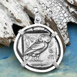 Ancient Greek Athena and the Owl Silver Tetradrachm circa 450 BC Sterling Silver Pendant