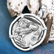 Ancient Greek Athena and the Owl Silver Tetradrachm circa 450 BC Sterling Silver Pendant