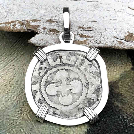 Templar Knights Era French Healing Angel Silver Denier Sterling Silver Pendant 