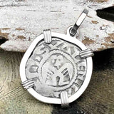 Templar Knights Era French Healing Angel Silver Denier Sterling Silver Pendant 