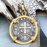 Templar Knights Era Antioch Crusader Medieval Silver Denier - Helmet Head - Coin of the Crusades 14K Gold Pendant