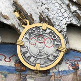 Templar Knights Era Antioch Crusader Medieval Silver Denier - Helmet Head - Coin of the Crusades 14K Gold Pendant