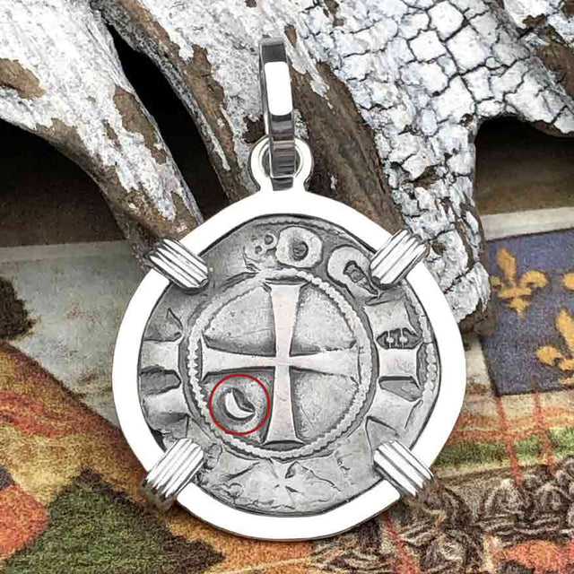 Templar Knights Era Antioch Crusader Medieval Silver Denier Helmet Head Coin of the Crusades Sterling Silver Pendant
