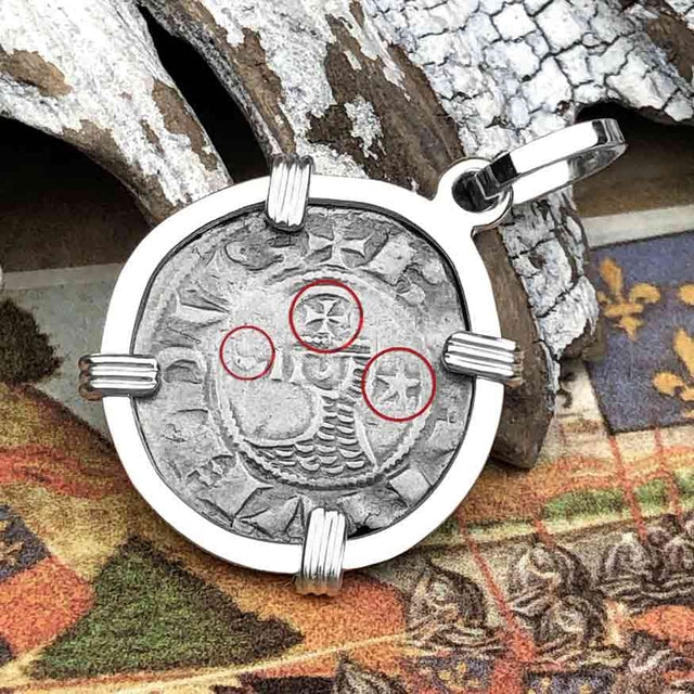 Templar Knights Era Antioch Crusader Medieval Silver Denier Helmet Head Coin of the Crusades Sterling Silver Pendant