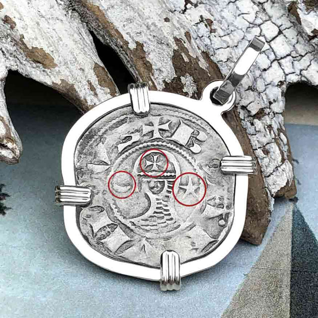 Templar Knights Era Antioch Crusader Medieval Silver Denier Helmet Head Coin of the Crusades Sterling Silver Pendant