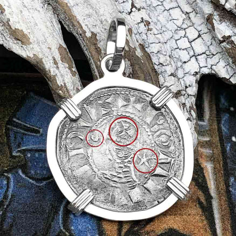Templar Knights Era Antioch Crusader Medieval Silver Denier Helmet Head Coin of the Crusades Sterling Silver Pendant