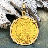 Jesus Christ King of Kings 24K Gold Histamenon Nomisma Coin 963 AD 18K Gold Pendant