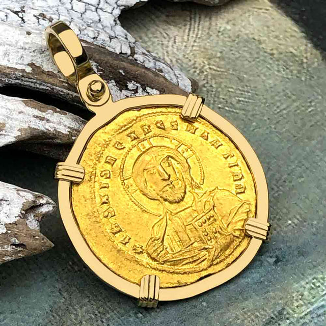 Jesus Christ King of Kings 24K Gold Histamenon Nomisma Coin 963 AD 18K Gold Pendant