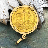 Jesus Christ King of Kings 24K Gold Histamenon Nomisma Coin 963 AD 18K Gold Pendant