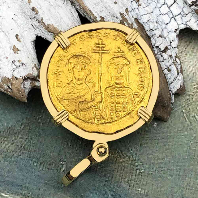 Jesus Christ King of Kings 24K Gold Histamenon Nomisma Coin 963 AD 18K Gold Pendant