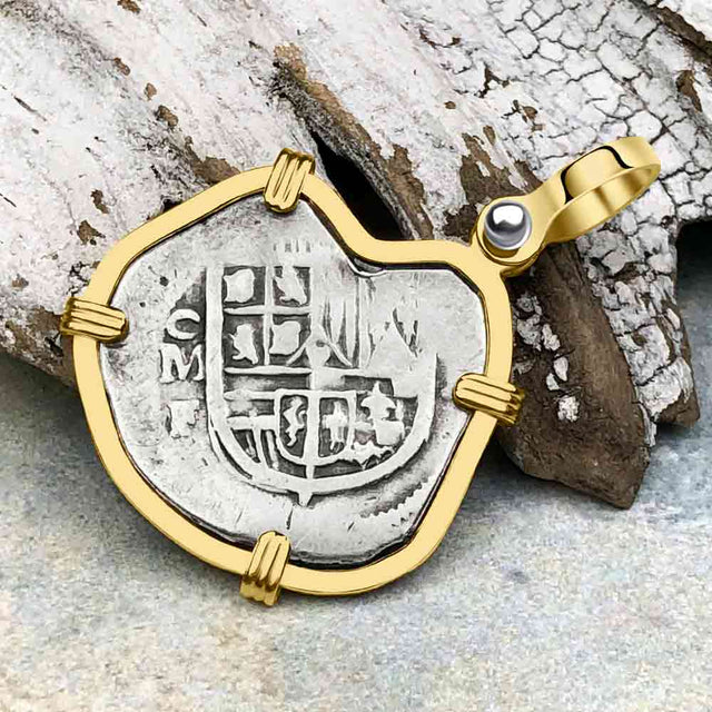 Atocha Era Buried Spanish 1 Reale Cob Piece of 8 14K Gold Pendant