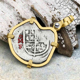 Atocha Era Buried Spanish 1 Reale Cob Piece of 8 14K Gold Pendant